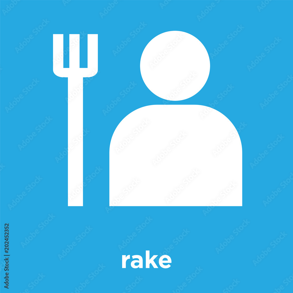 Fototapeta premium rake icon isolated on blue background