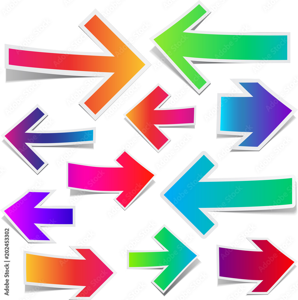 Set of straight colorful arrows. Set of straight colorful arrows.
