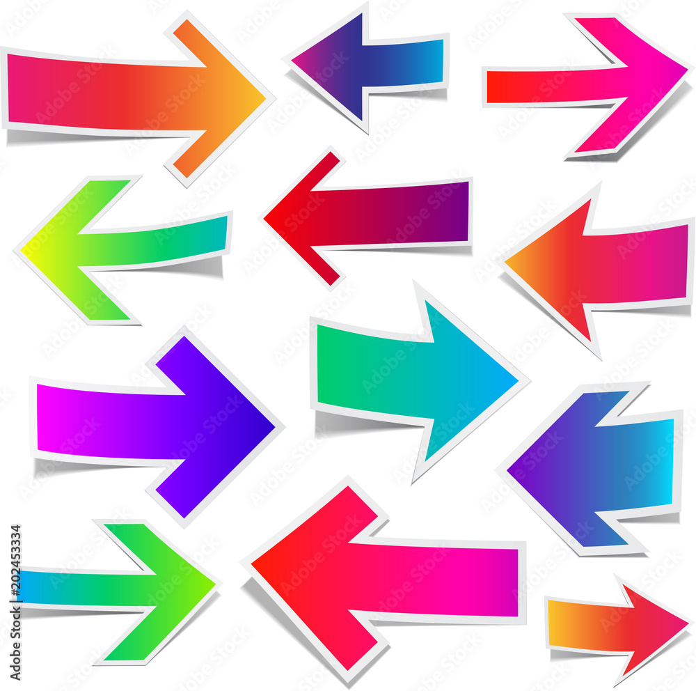 Set of straight colorful arrows. Set of straight colorful arrows.