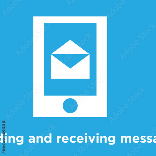 sending and receiving messages icon isolated on blue background