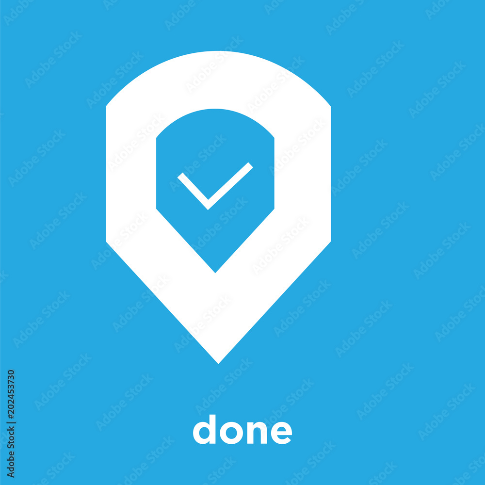 done icon isolated on blue background done icon isolated on blue background