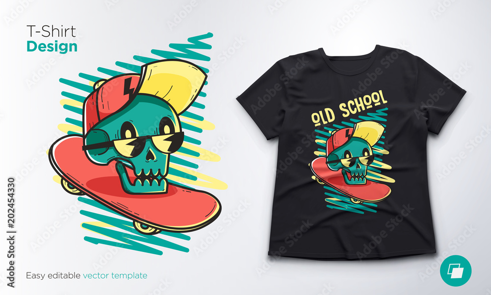 Funny skeleton. Print on T-shirts, sweatshirts and souvenirs