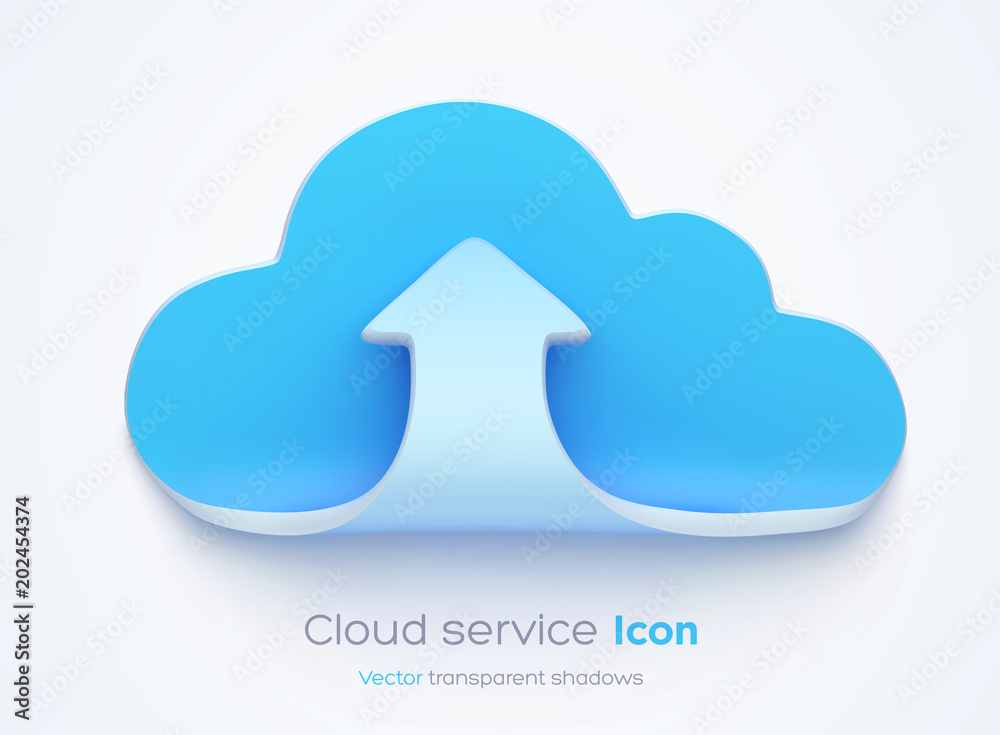 Upload on cloud icon with transparent shadow. Vector Upload on cloud icon with transparent shadow. Vector