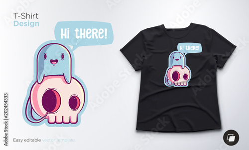 Funny skeleton. Print on T-shirts, sweatshirts and souvenirs