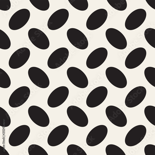 Vector geometric seamless pattern with curved shapes grid. Abstract monochrome rounded lattice texture. Modern textile background design