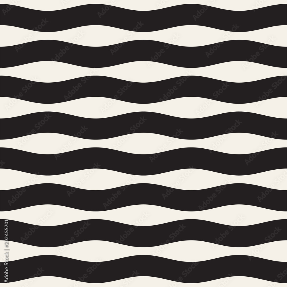 Vector seamless black and white wavy lines pattern. Abstract geometric background design. Vector seamless black and white wavy lines pattern. Abstract geometric background design.
