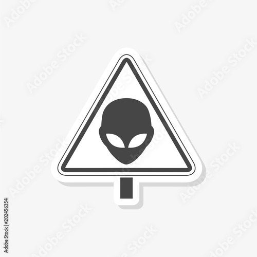 Ufo danger sign sticker, simple vector icon