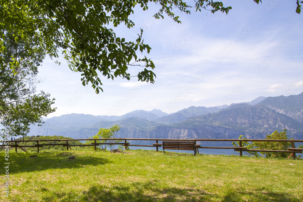 Obraz premium View of nice mountain view Garda Lake. Lago di Garda from from Monte Baldo. 