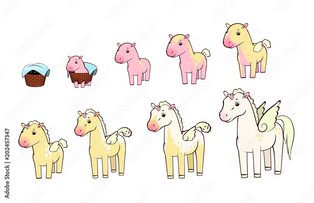 Unicorns of different ages, vector Unicorns of different ages, vector