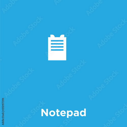 Notepad icon isolated on blue background