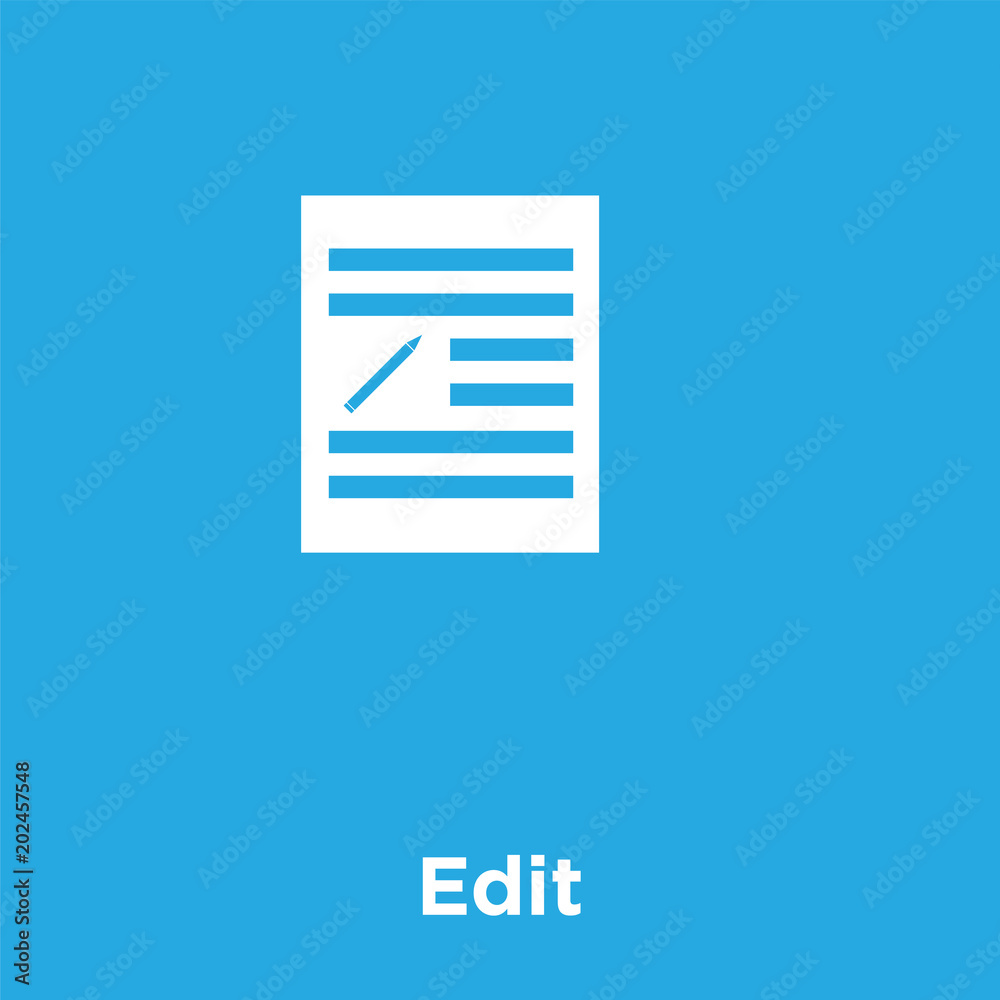 Edit icon isolated on blue background