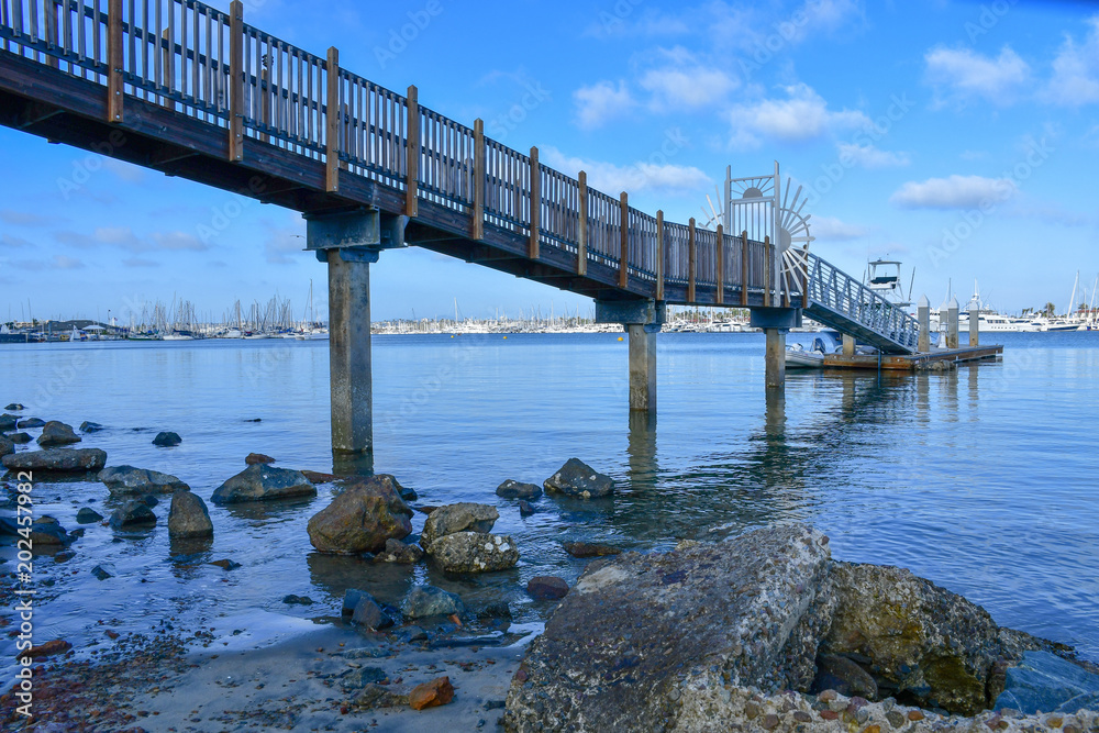A nautical atmosphere prevails on Shelter Island, one of San Diego's principal boating centers. A nautical atmosphere prevails on Shelter Island, one of San Diego's principal boating centers.