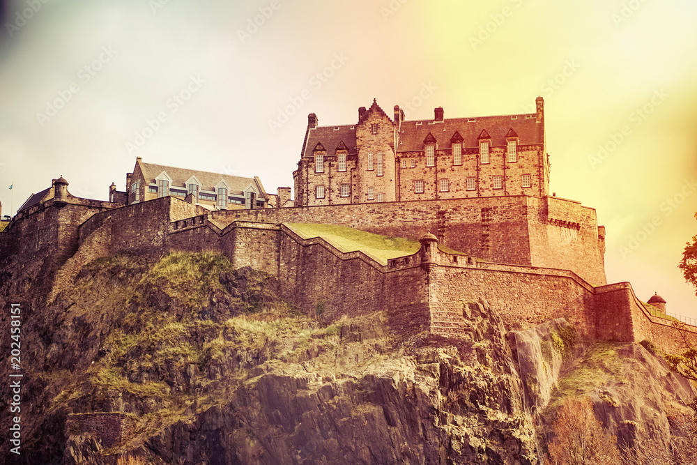 Edinburgh Castle in Spring Season, Scotland At Sunrise