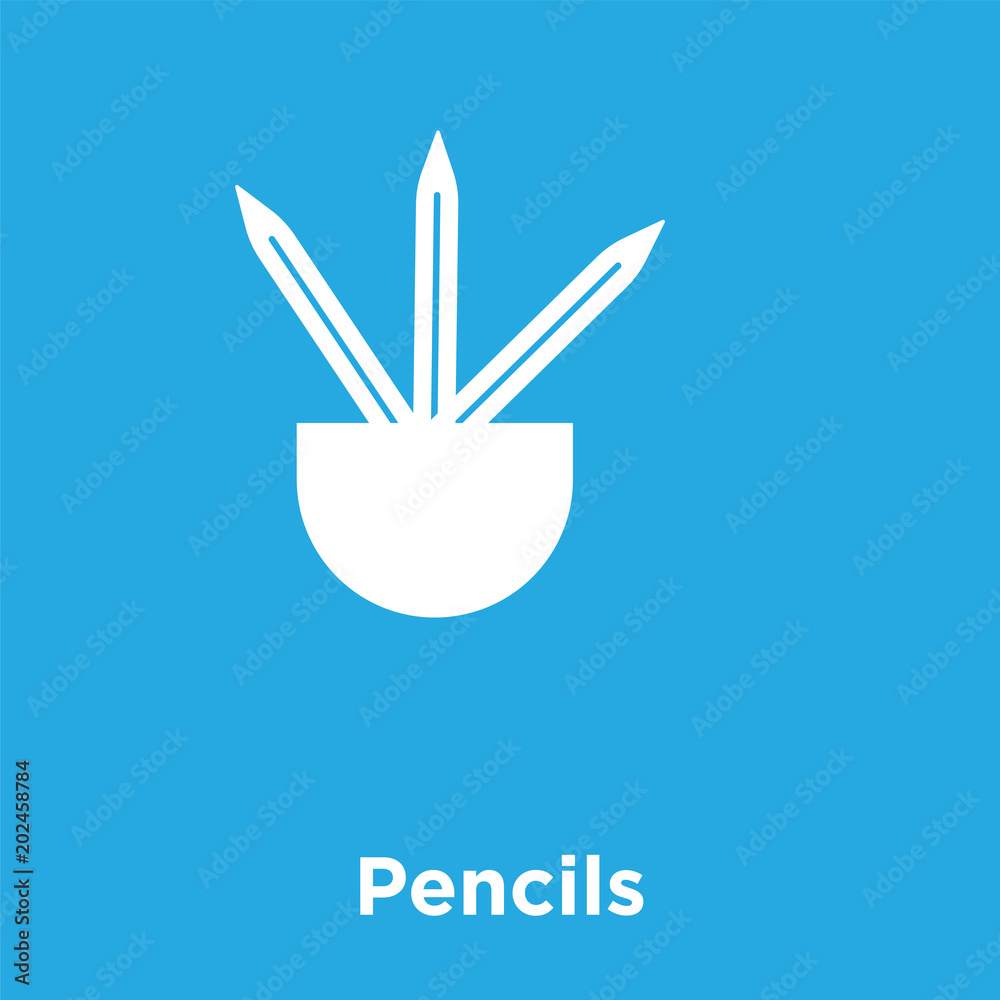 Pencils icon isolated on blue background Pencils icon isolated on blue background