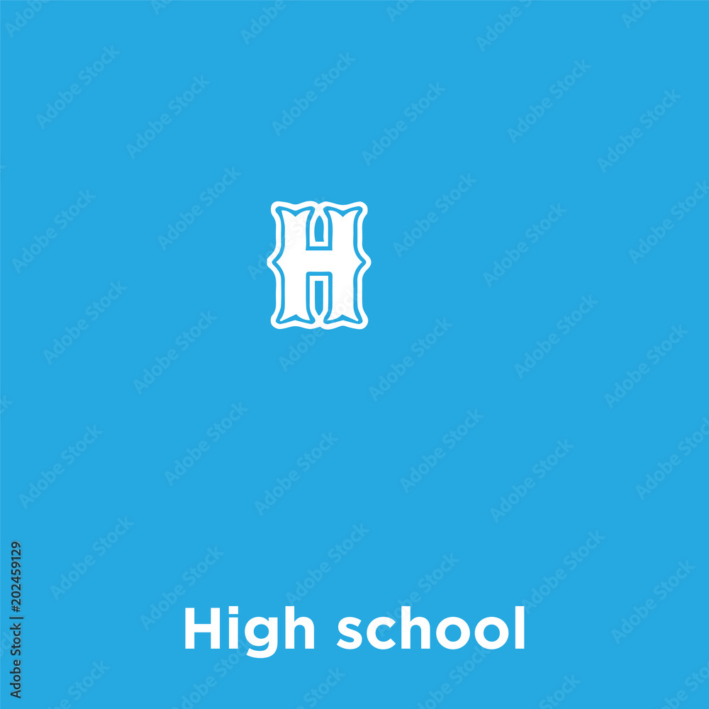 High school icon isolated on blue background High school icon isolated on blue background