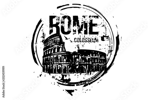 Rome, Colosseum. Italy city design. Hand drawn illustration.