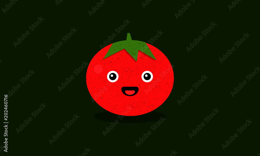 Tomato Fruit Vector Illustration with Smiley Face Tomato Fruit Vector Illustration with Smiley Face