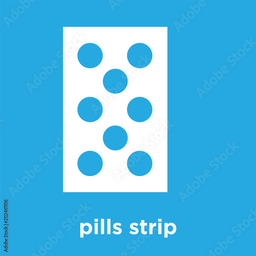 pills strip icon isolated on blue background