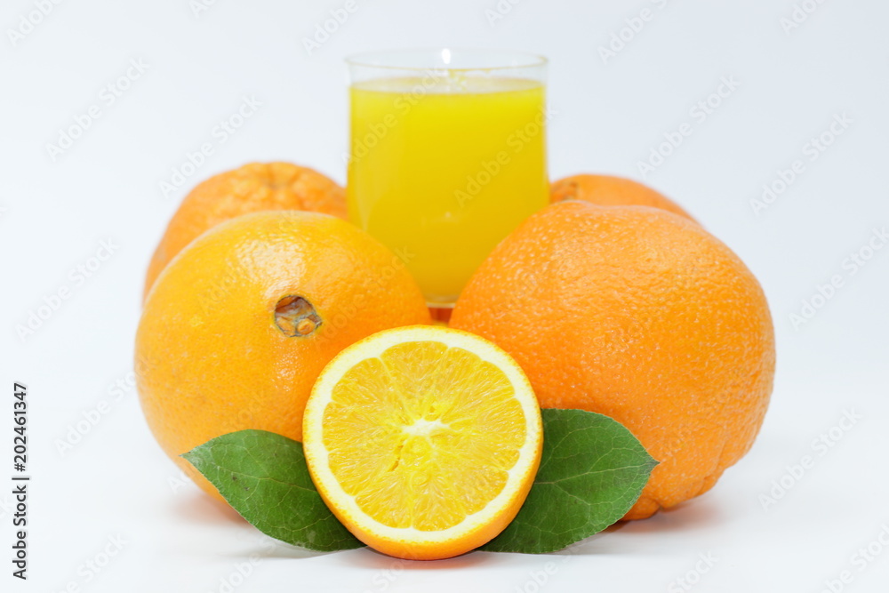 Fresh oranges and orange juice Fresh oranges and orange juice