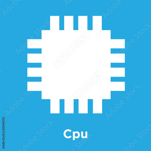 Cpu icon isolated on blue background