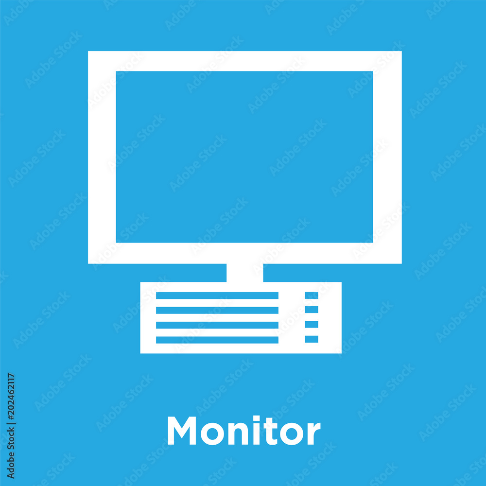 Monitor icon isolated on blue background Monitor icon isolated on blue background