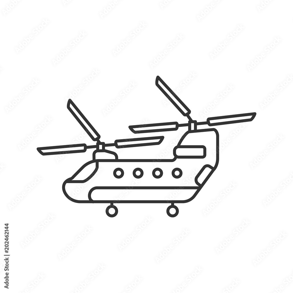 Military helicopter linear icon Military helicopter linear icon