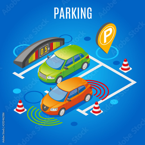 Isometric Parking Colored Background 