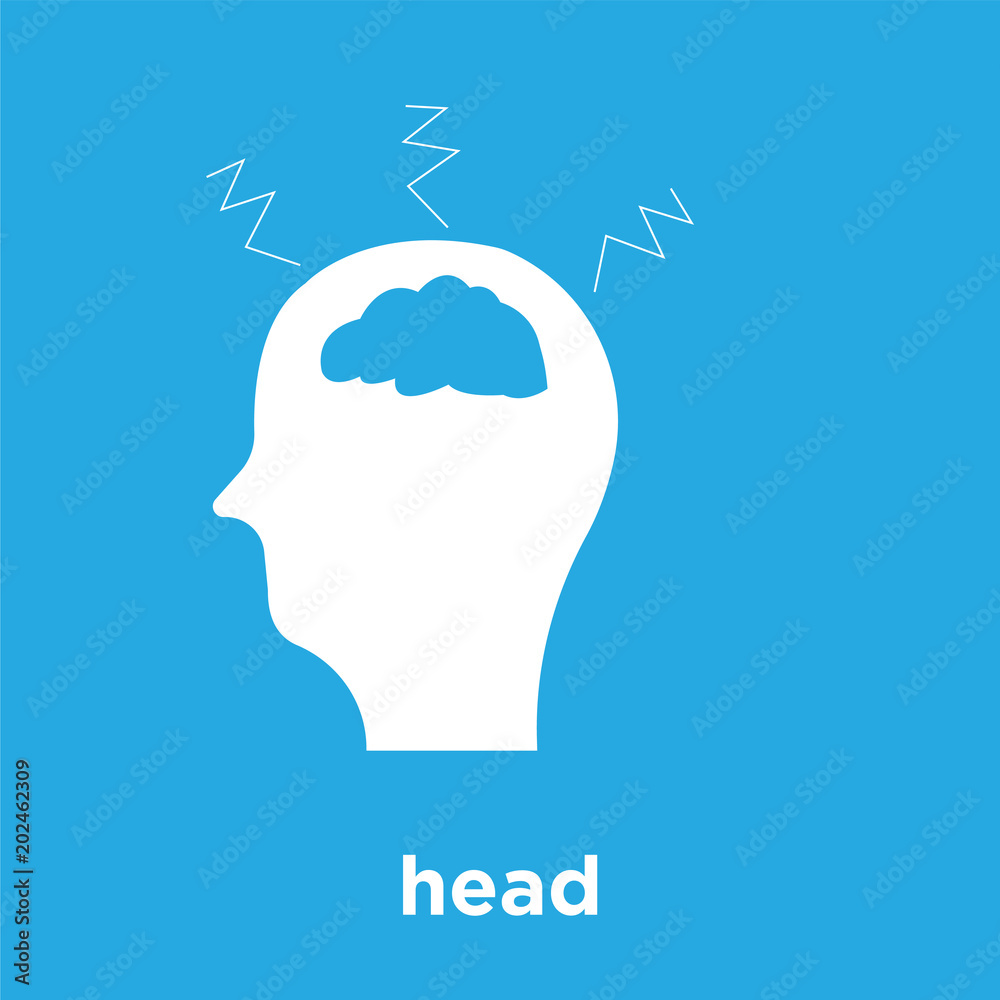 head icon isolated on blue background