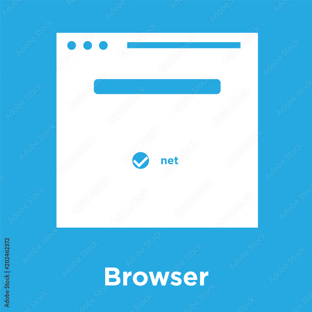 Browser icon isolated on blue background Browser icon isolated on blue background
