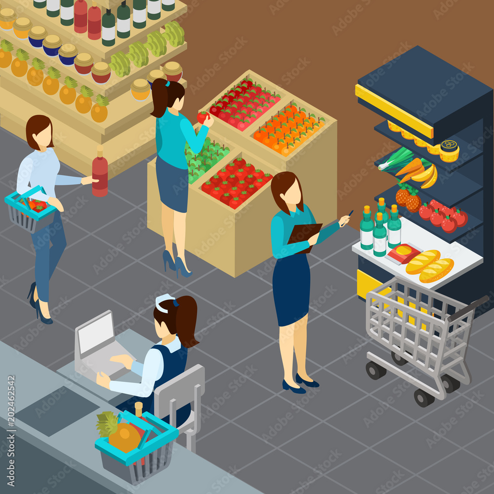 Grocery Store Isometric Background Grocery Store Isometric Background