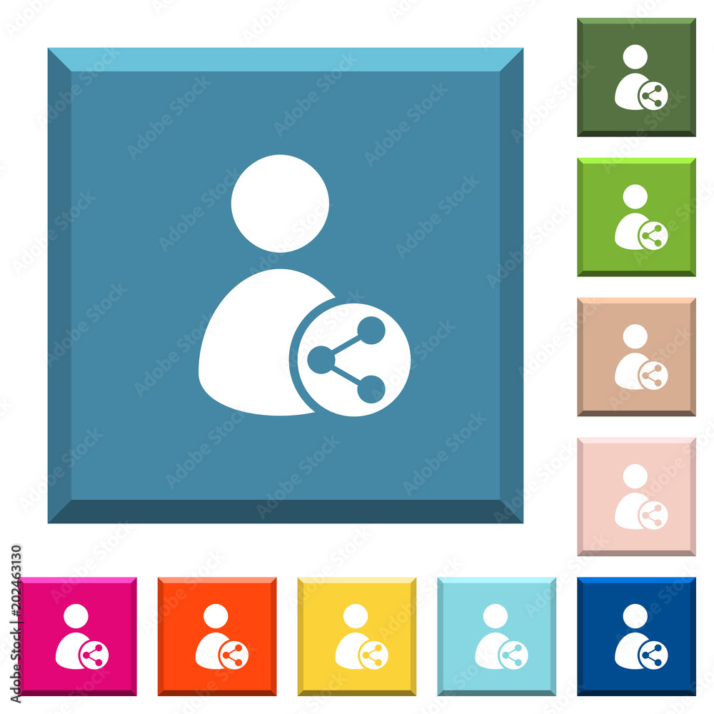 Share user data white icons on edged square buttons Share user data white icons on edged square buttons