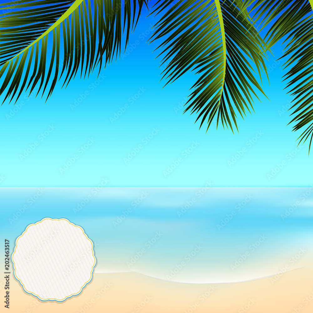 Summer tropical scene with copy space in a corner