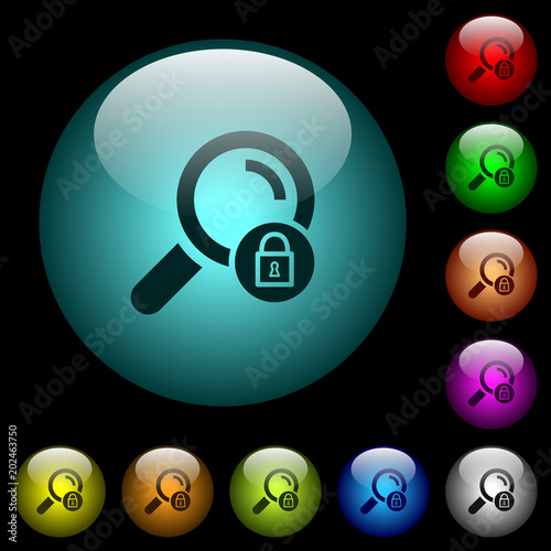 Search locked icons in color illuminated glass buttons