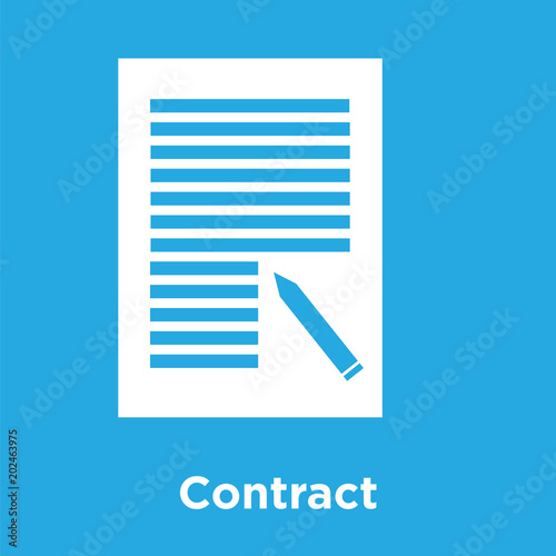 Contract icon isolated on blue background