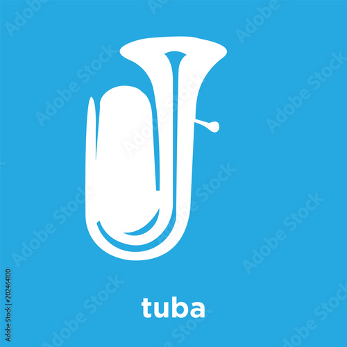 tuba icon isolated on blue background
