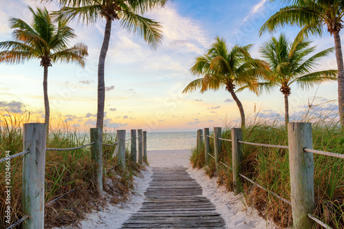 Footbridge to the Smathers beach on sunrise - Key West, Florida © aiisha
