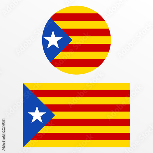 Catalonia flag set. Independence symbol. Blue Estelada emblem. Vector illustration.