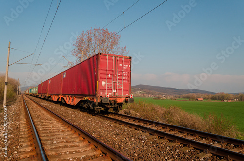 cargo containers at countryside landscape