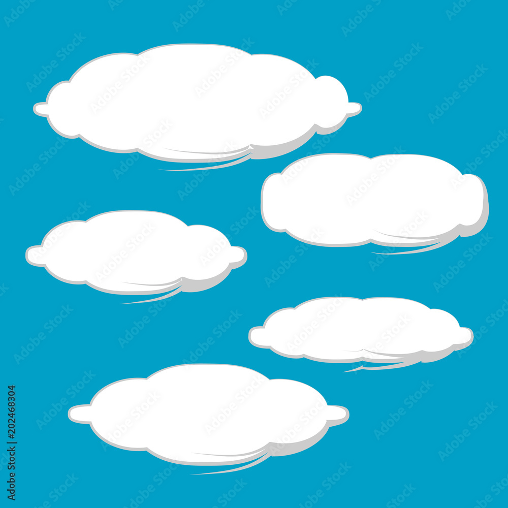 collection of white clouds set illustration isolated on blue background collection of white clouds set illustration isolated on blue background