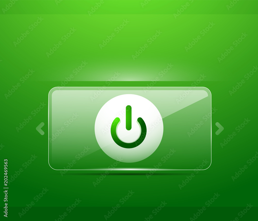 Glass transparent effect power start button, on off icon, vector UI or app symbol design Glass transparent effect power start button, on off icon, vector UI or app symbol design