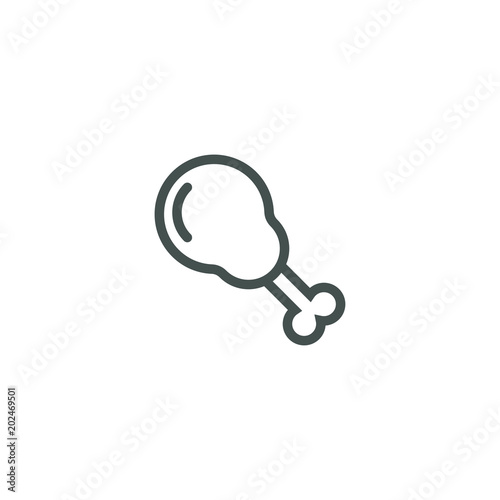 Black and white linear chicken leg icon