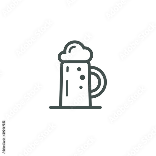 black and white frameless linear icon of a glass of beer