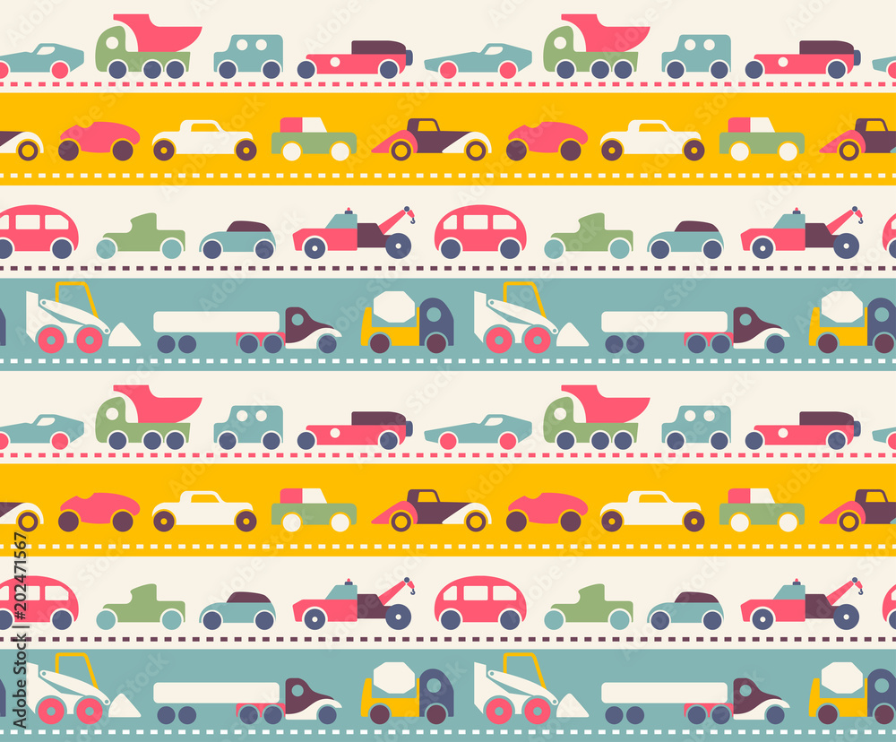 seamless pattern with toy cars