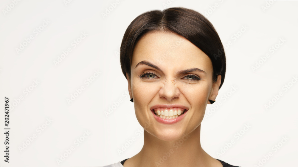 Emotional portrait of a beautiful girl. Short haircut. Emotional portrait of a beautiful girl. Short haircut.