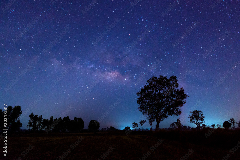 blue night sky milky way and star on dark background.with noise and grain.Photo by long exposure and select white balance. blue night sky milky way and star on dark background.with noise and grain.Photo by long exposure and select white balance.