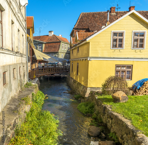 Brook in old city of Kuldiga, Latvia, Europe