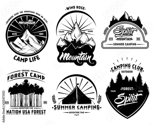 Outdoor Camping Labels Set