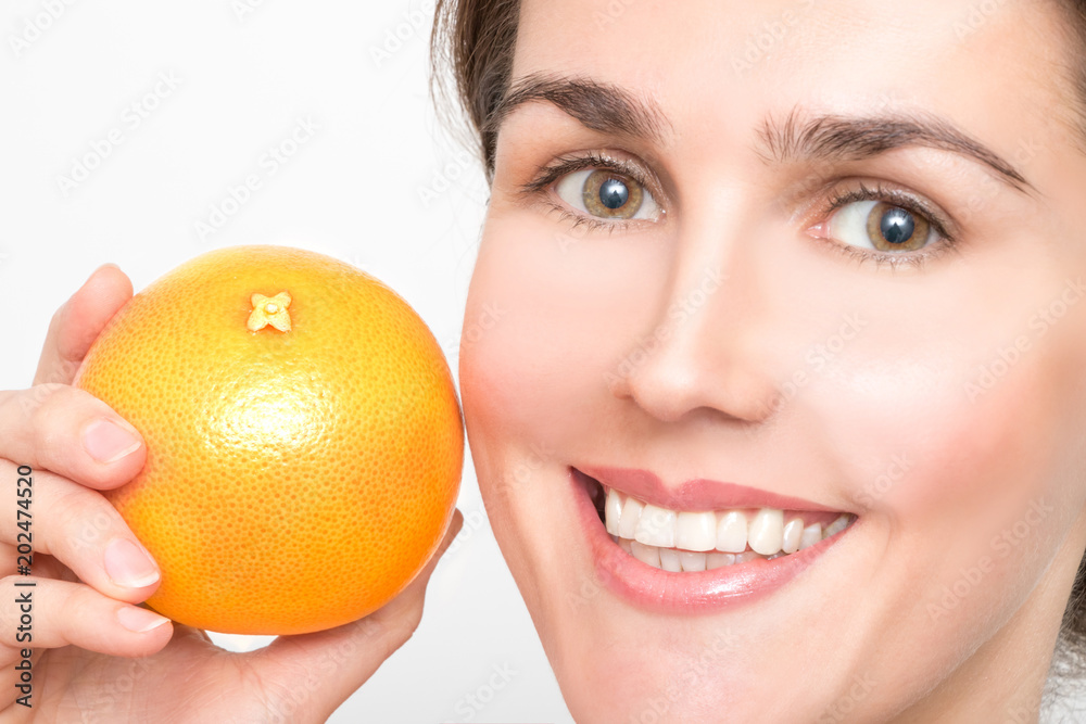 Beautiful girl with juicy grapefruit Beautiful girl with juicy grapefruit