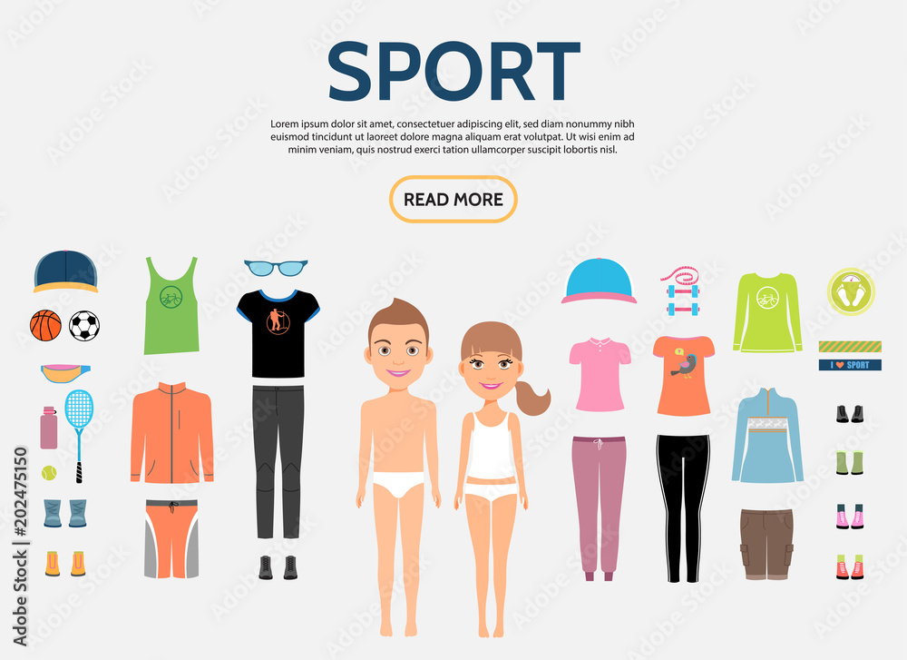 Fotografie Flat Fitness Characters Constructor Concept