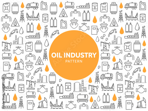 Oil Industry Line Icons Pattern